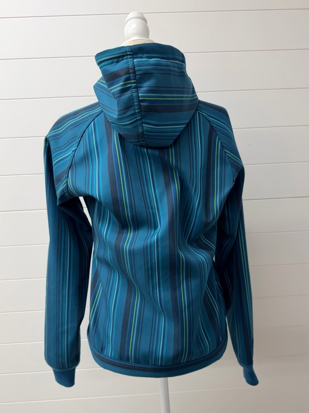 Patagonia Teal & Navy Striped Hooded Bomber Jacket - Women